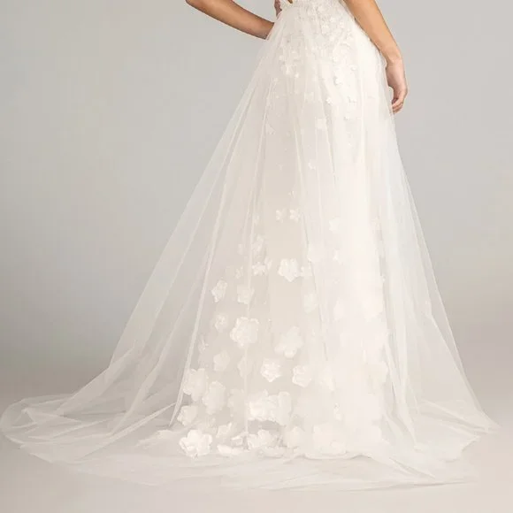 Rhinestone Embellished Mesh Mermaid Dress w/ 3-D Flower and Detached Layer G3011
